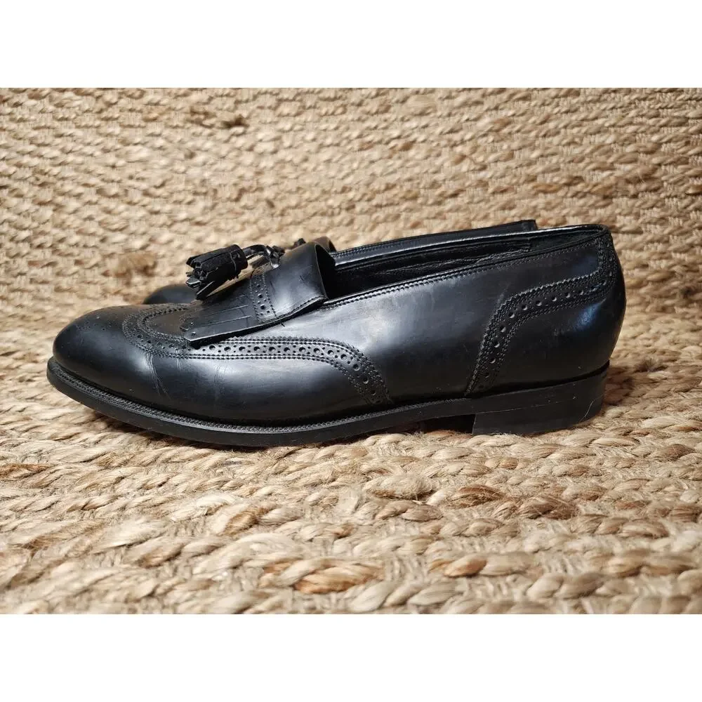 Florsheim Imperial Dress Shoes Men's Sz. 10 Black Wingtip Leather Loafers